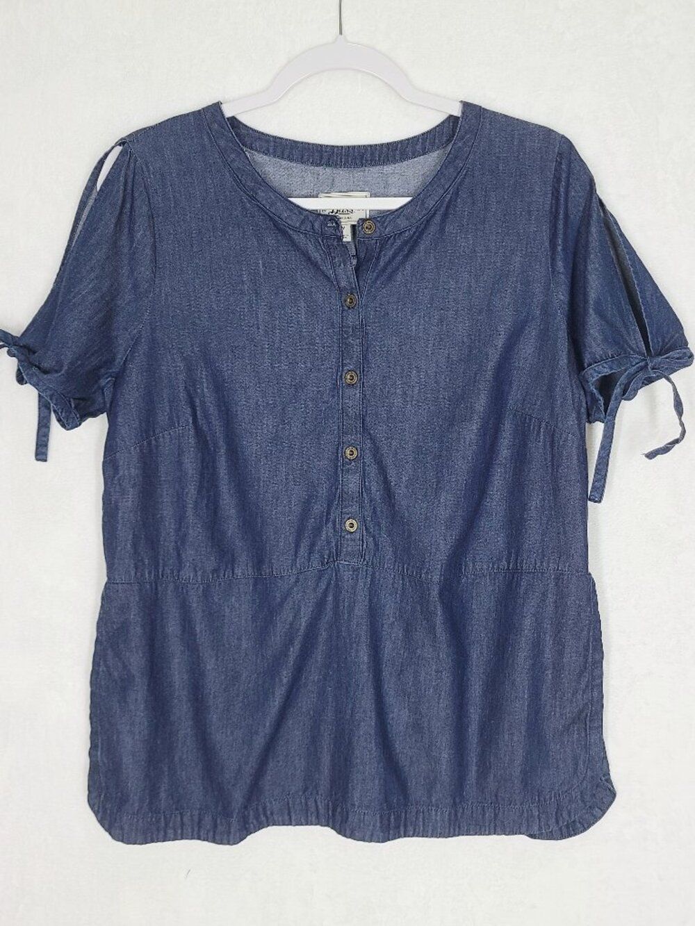 GH Bass & Co Chambray Denim Apron Top Size Medium Slit Sleeve Button Down